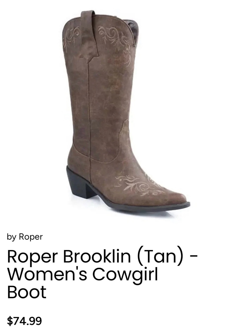 Roper Brooklin (Tan) - Women's Cowgirl Boot - Tan / 9 / Regular